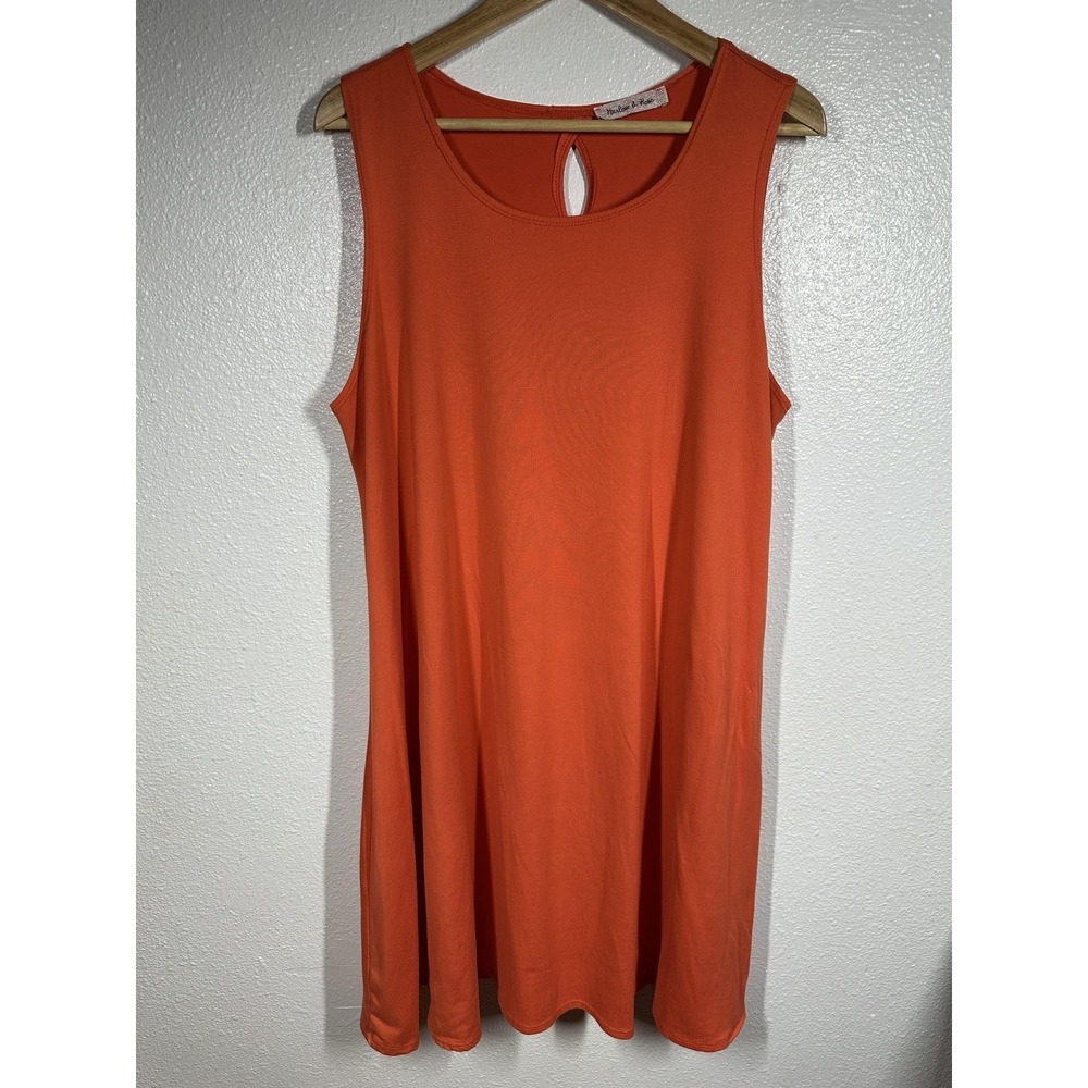 Harlow & Rose Dress Womens Large Orange Sleeveless A-Line‎ Swing Keyhole Back